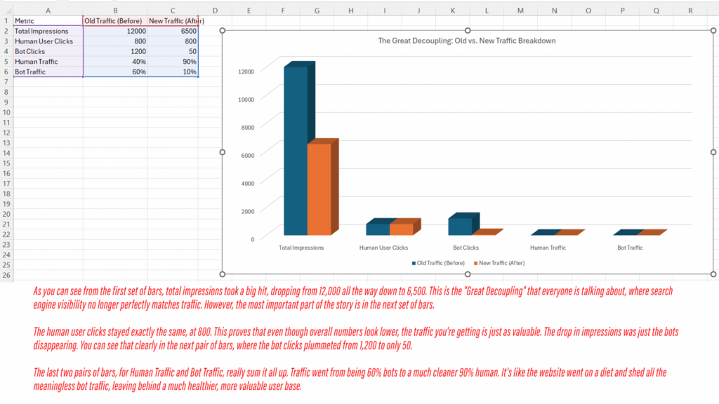 Old vs new traffic breakdown